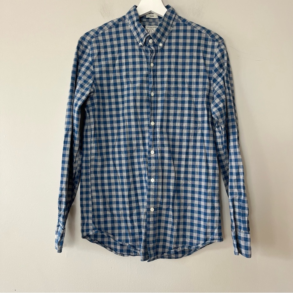 J. Crew Gingham‎ Plaid Button Down Shirt Men's Medium